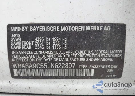 2018 BMW 320I from USA, damaged, VIN WBA8A9C55JK622897